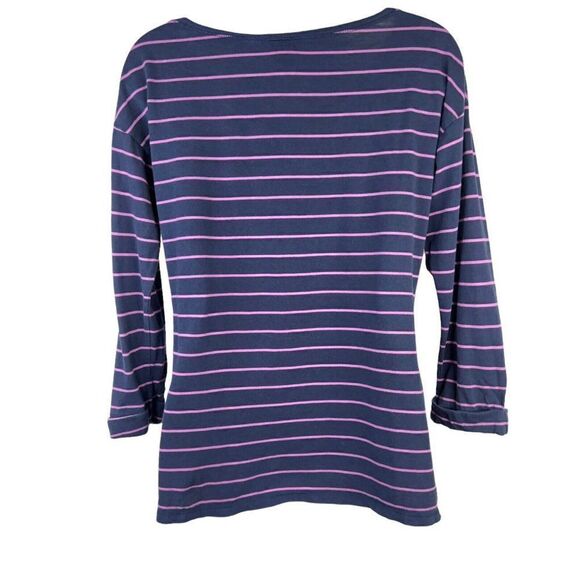 Patagonia Top Shallow Seas Size Medium Navy Blue Purple Striped Long Sleeve - Picture 4 of 10